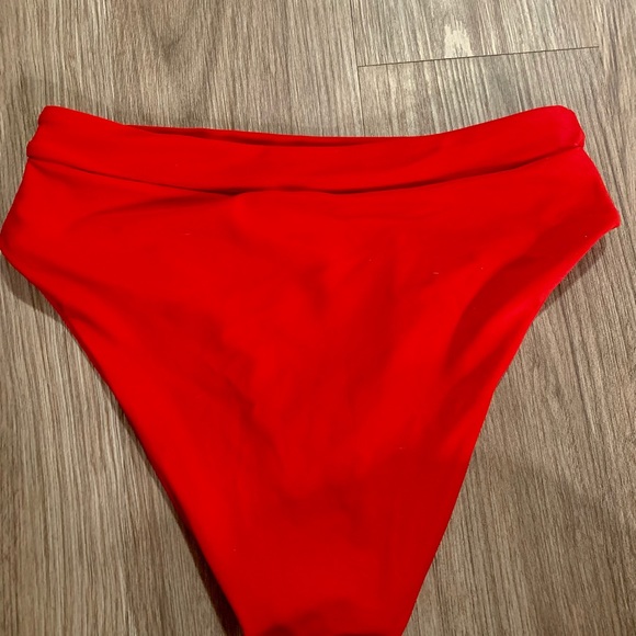Red High Waisted Bikini Bottom - Picture 3 of 3